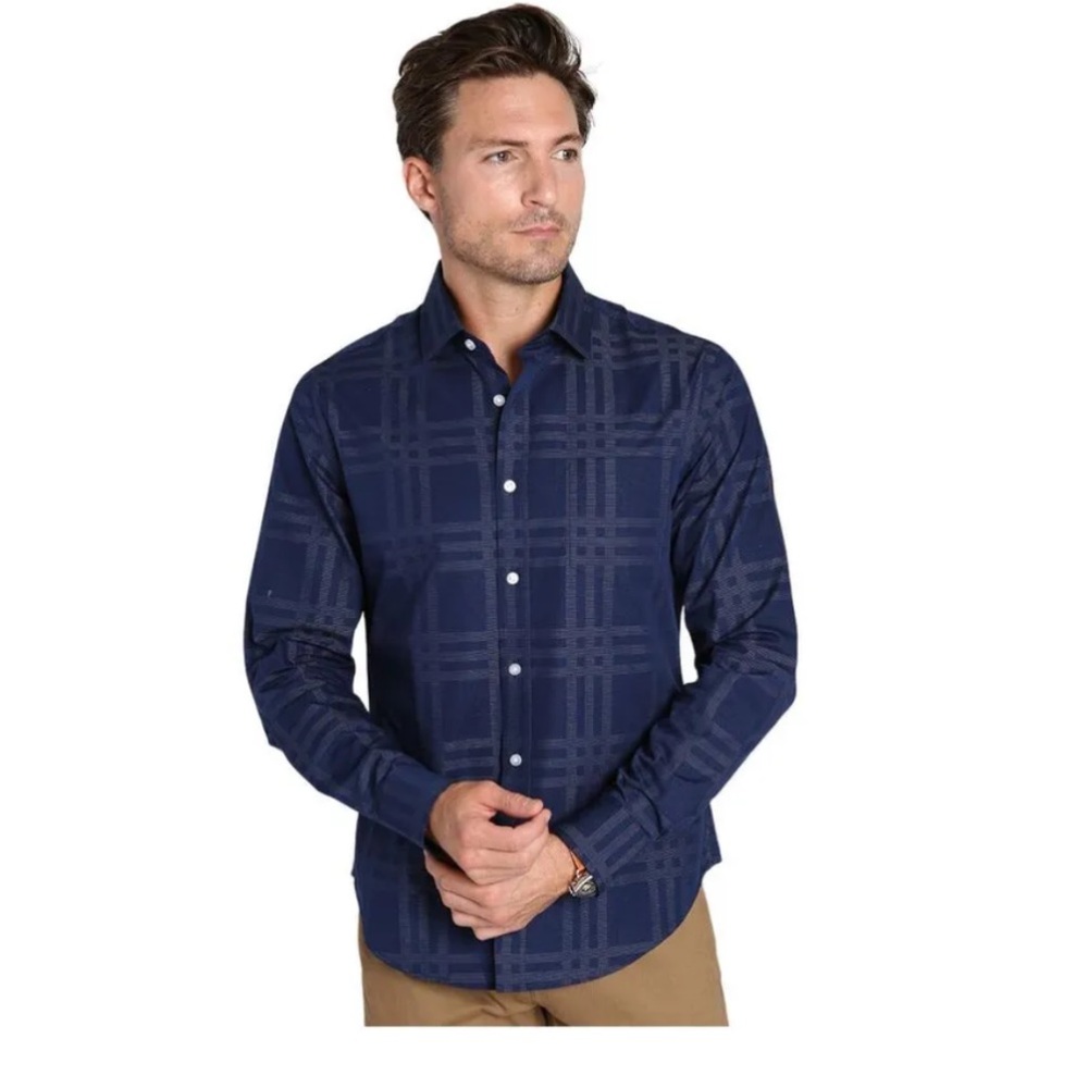 NWT Hayati Size Large Blue Plaid Button Down Shirt